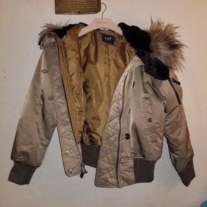 Gap hooded bomber puffer jacket